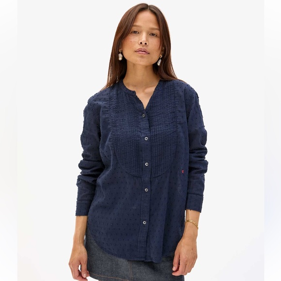 Clare V Tops - New Clare V. Le Tux Swiss Dots Pintuck Blouse M